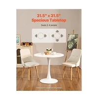 Slickblue Round Wood Dining Table with Pedestal Base for Small Spaces