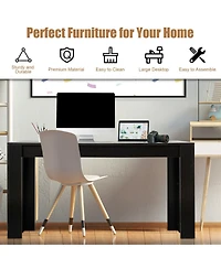 Mecale 63-Inch Rectangular Dining Table for 6 with Solid Wood Legs