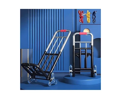 Mountaintop Heavy Duty Folding Stair Climbing Cart with Adjustable Handle, Portable Collapsible Utility Wagon for Shopping, Grocery