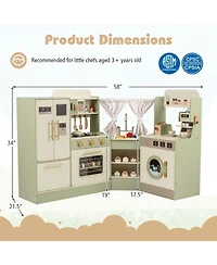 Sugift Corner-Fit Wooden 21-Piece Play Kitchen, Ages 3+