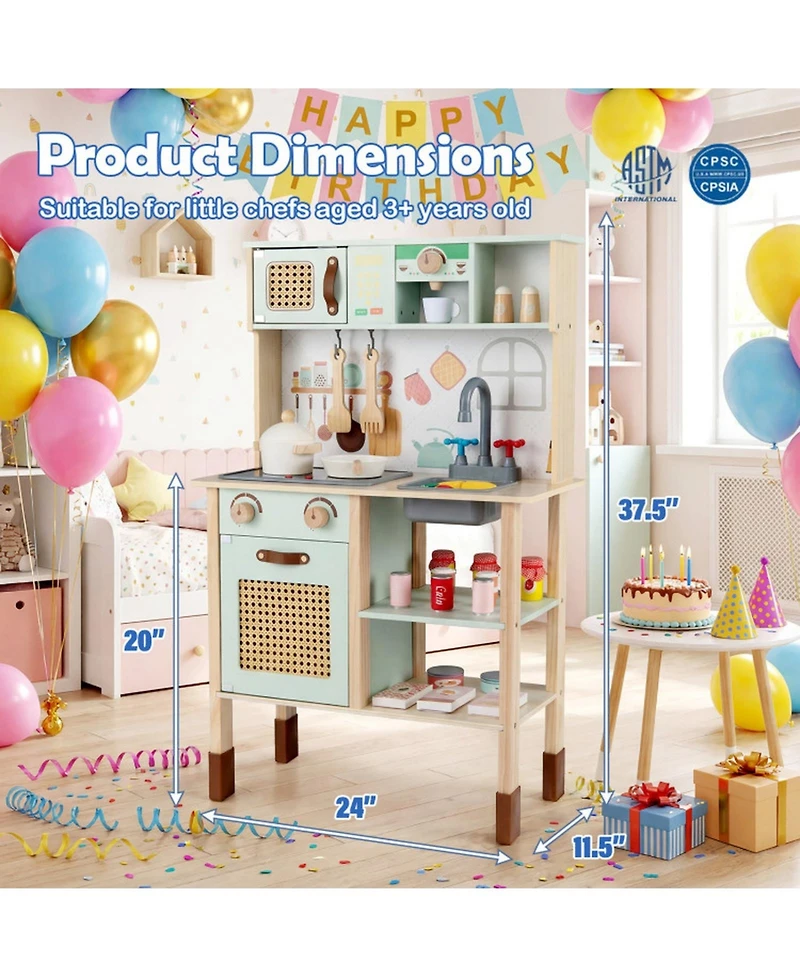 Sugift Light-Up Stoves Chalkboard Play Kitchen, Ages 3+