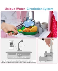 Sugift Interactive Play Kitchen with Circulating Water Sink and Lights and Sounds, Ages 3+