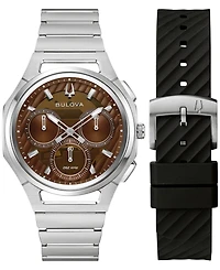 Bulova Men's Curv Progressive Sport Silver-Tone Stainless Steel Bracelet Watch 44mm