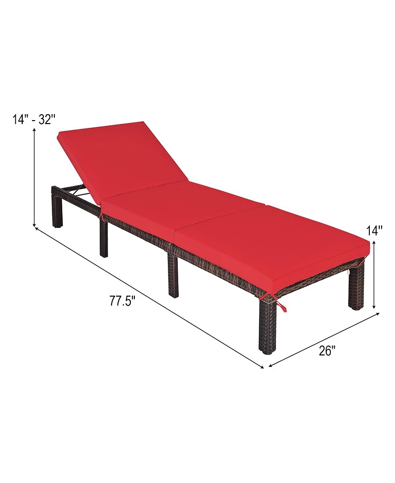 Mecale Outdoor Rattan Adjustable Chaise Lounge with Cushion