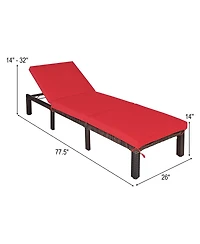 Mecale Outdoor Rattan Adjustable Chaise Lounge with Cushion