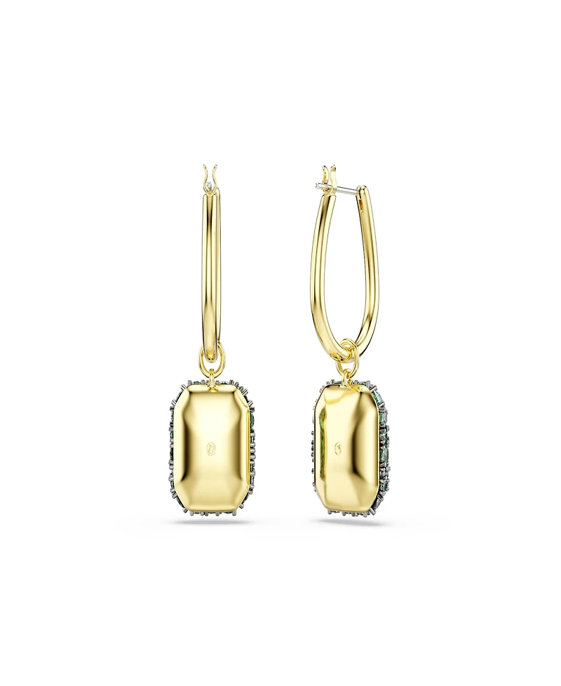 Swarovski Gold-Tone Plated Green Crystal Earrings