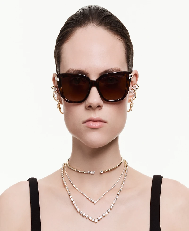 Swarovski Gold-Tone Plated White Crystal Earrings