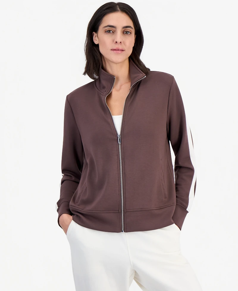 Id Ideology Women's Mock-Neck Relaxed-Fit Full-Zip Jacket, Macy's Exclusive