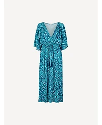 Apricot Women's Zebra-Print Smocked-Waist V-Neck Maxi Dress