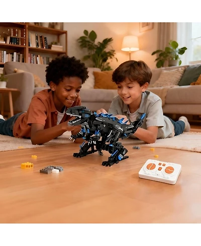 5-in-1 Remote Control Dinosaur Building Blocks Stem Toy Set, Rc Programmable Robot Kit with App Control, Indoor Outdoor Play