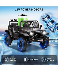 38 x 24 in Kids 12V Ride On Car with Remote Control, Off-Road Electric Suv Toy for Ages 3-6, Dual Drive Outdoor Battery Car