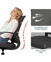 Black Ergonomic Mesh Office Chair with Flip-Up Arms and Lumbar Support