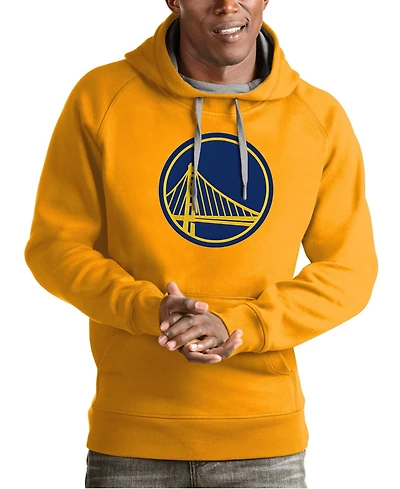 Antigua Men's Gold Golden State Warriors Team Logo Victory Pullover Hoodie