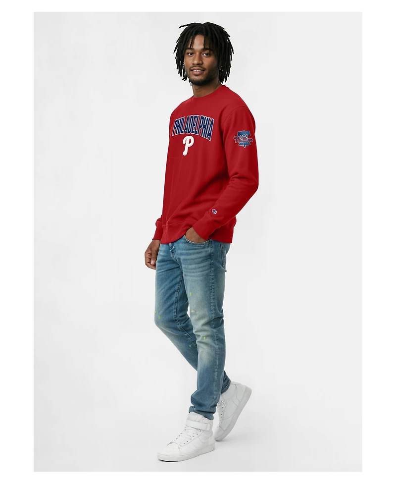 Champion Men's Red Philadelphia Phillies Reverse Weave Chenille Sweatshirt