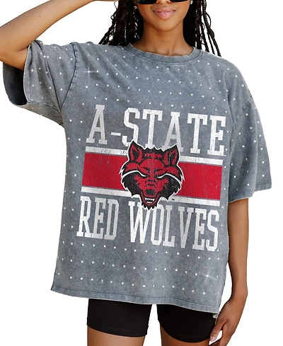 Gameday Couture Women's Gray Arkansas State Red Wolves On the Ball Oversized T-Shirt