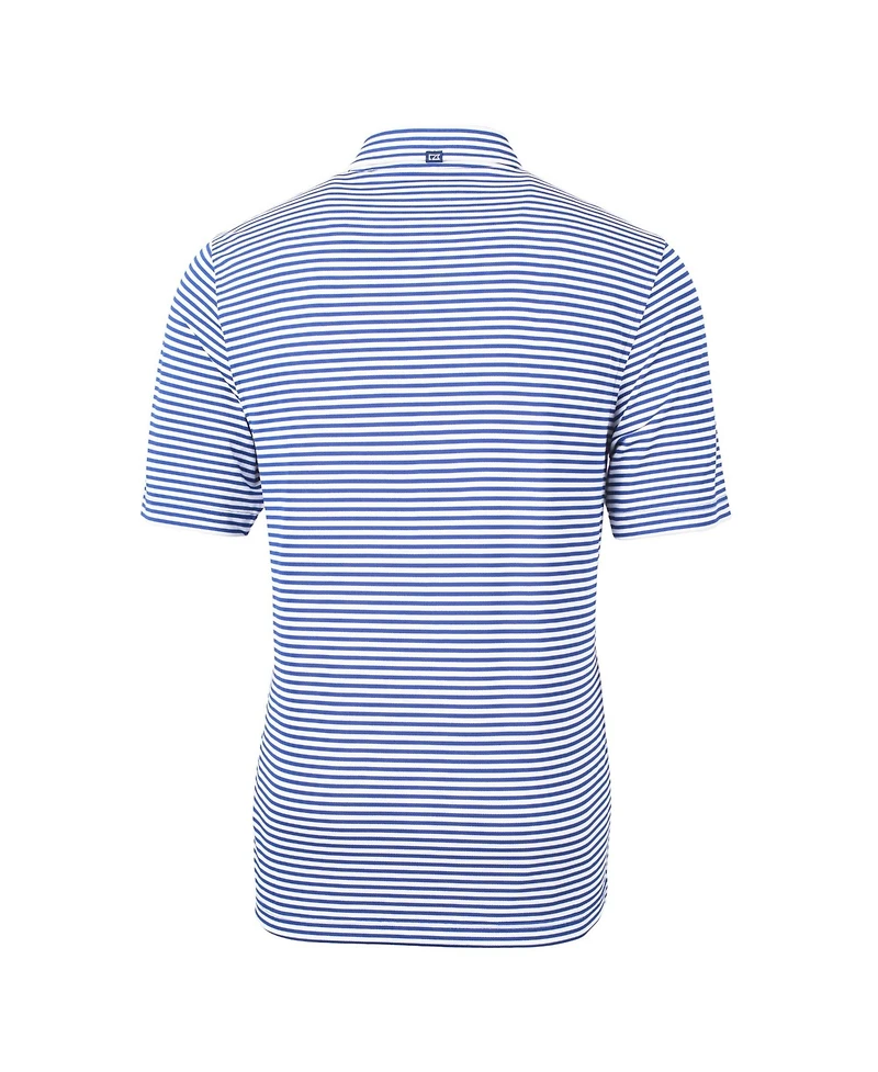 Cutter & Buck Men's Royal Duke Blue Devils Virtue Eco Pique Stripe DryTec Polo Shirt