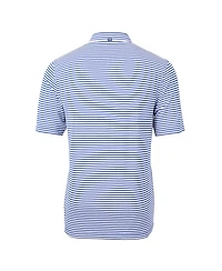 Cutter & Buck Men's Royal Duke Blue Devils Virtue Eco Pique Stripe DryTec Polo Shirt