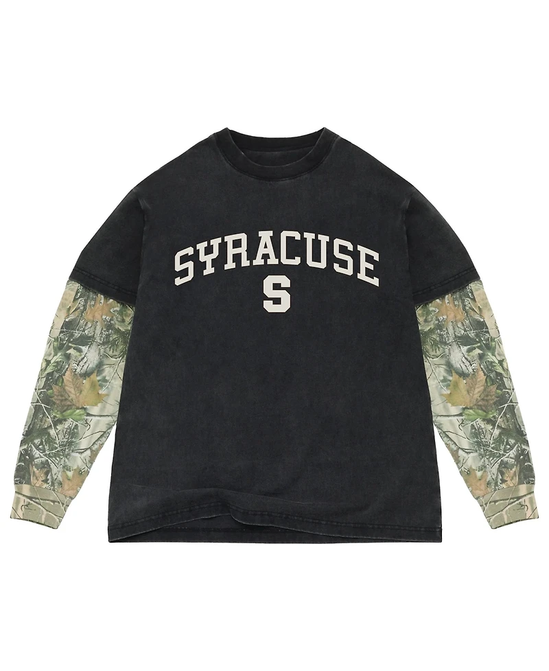 Uscape Apparel Men's Black/Camo Syracuse Orange Back Bay Twofer Heavyweight Long sleeves T-Shirt