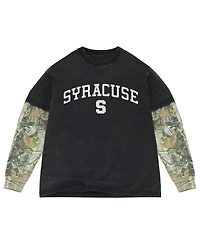 Uscape Apparel Men's Black/Camo Syracuse Orange Back Bay Twofer Heavyweight Long sleeves T-Shirt