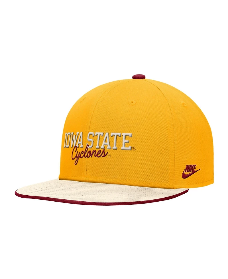 Nike Men's Gold Iowa State Cyclones Vintage Script Pro Dri-fit Snapback Hat