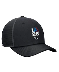 Nike Big Boys and Girls Black LA28 Summer Paralympics Retro Stripe Rise Adjustable Trucker Hat