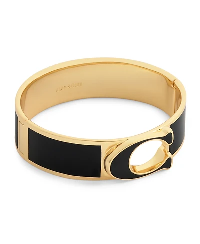Coach Black Heritage Signature C Enamel Bangle Bracelet
