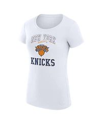 G-iii 4Her by Carl Banks Women's White New York Knicks Super-Slim Fit Lightweight Team Logo T-Shirt