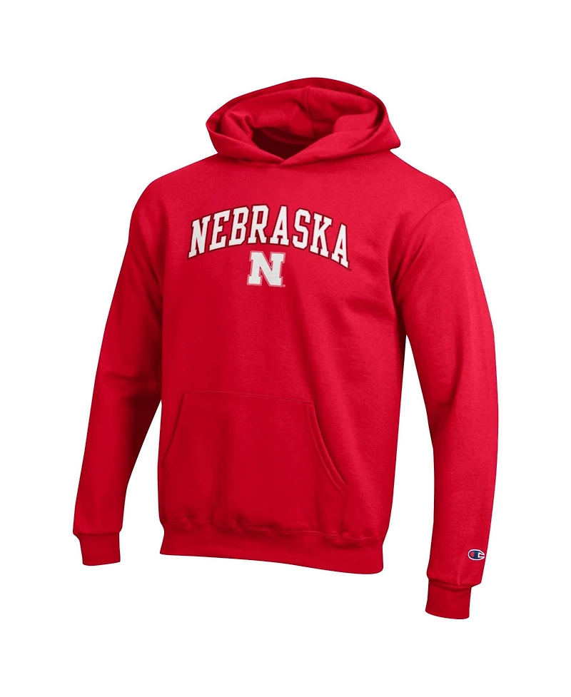 Champion Big Boys and Girls Scarlet Nebraska Huskers Campus Pullover Hoodie