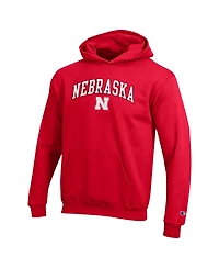 Champion Big Boys and Girls Scarlet Nebraska Huskers Campus Pullover Hoodie