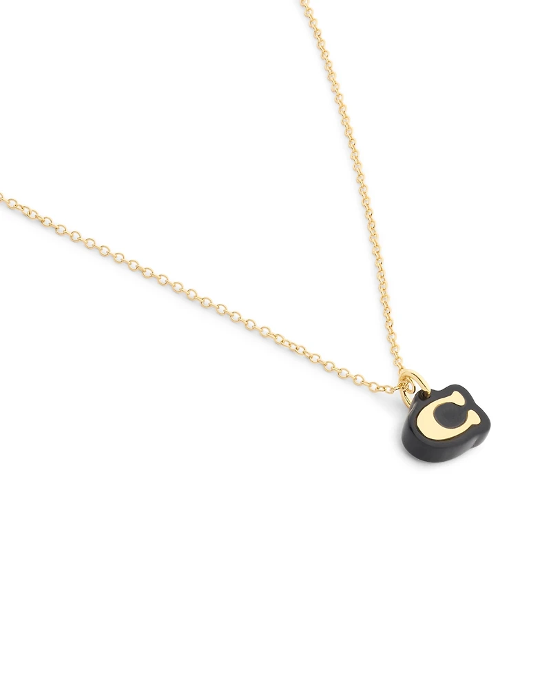 Coach Black Signature C Resin Pendant Necklace
