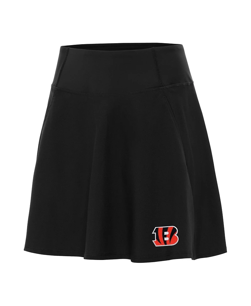 Antigua Women's Cincinnati Bengals Chip Built-in Biker Shorts Compression Waistband Skort