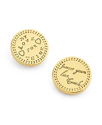 Coach Gold Heritage Signature Coin Stud Earrings