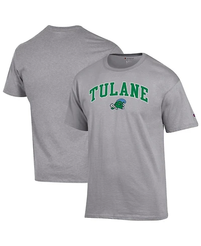 Champion Men's Champion Heather Gray Tulane Green Wave Arch Over Logo T-Shirt