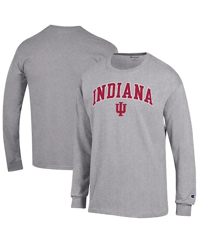Champion Men's Champion Heather Gray Indiana Hoosiers Arch Over Logo Long sleeves T-Shirt