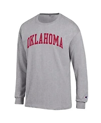 Champion Men's Heather Gray Oklahoma Sooners Basic Arch Long sleeves T-Shirt