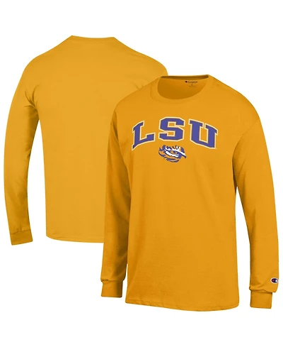Champion Men's Champion Gold Lsu Tigers Arch Over Logo Long sleeves T-Shirt