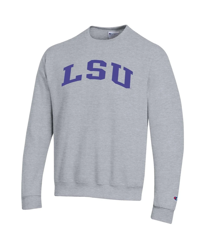 Champion Men's Heather Gray Lsu Tigers Basic Arch Fleece Pullover Sweatshirt