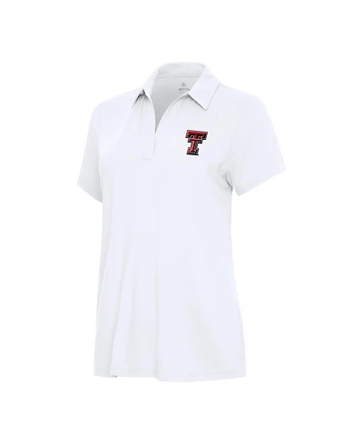 Antigua Women's White Texas Tech Red Raiders Era V-Neck Polo Shirt