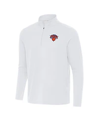 Antigua Men's White New York Knicks Intent Quarter-Zip Sweatshirt