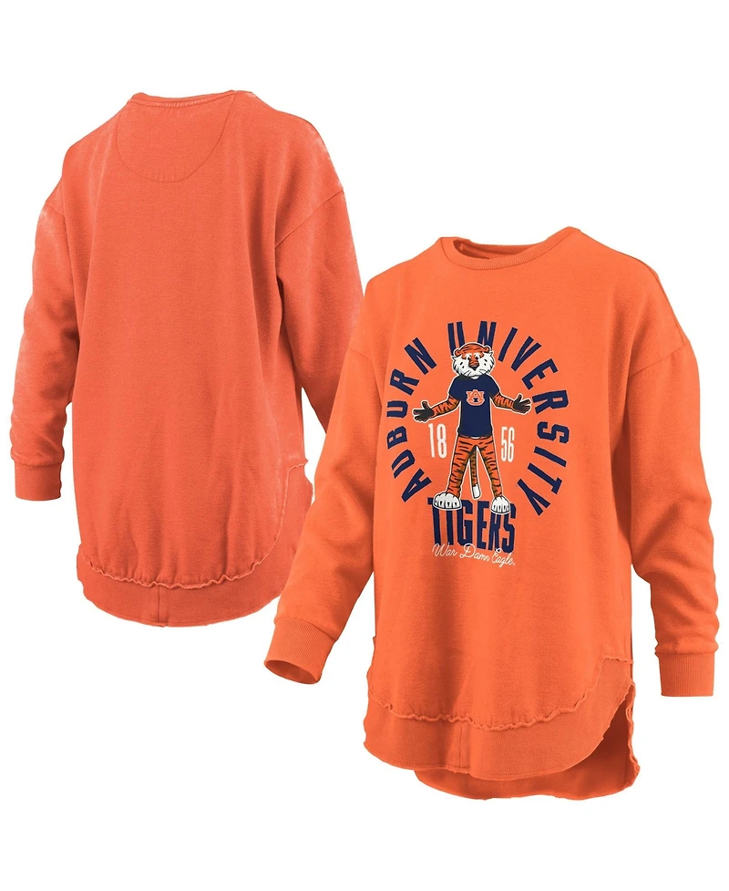 Pressbox Women's Auburn Tigers Blitz Fleece-Lined Long-Sleeve Crewneck T-Shirt