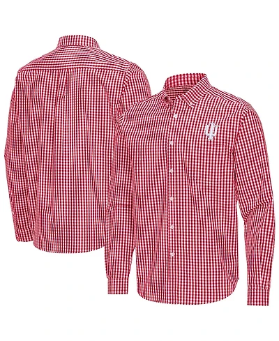 Antigua Men's Crimson Indiana Hoosiers Ellis Woven Tri-Blend Long sleeves Button-Down Shirt