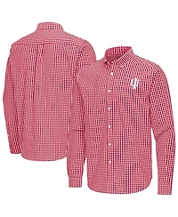 Antigua Men's Crimson Indiana Hoosiers Ellis Woven Tri-Blend Long sleeves Button-Down Shirt