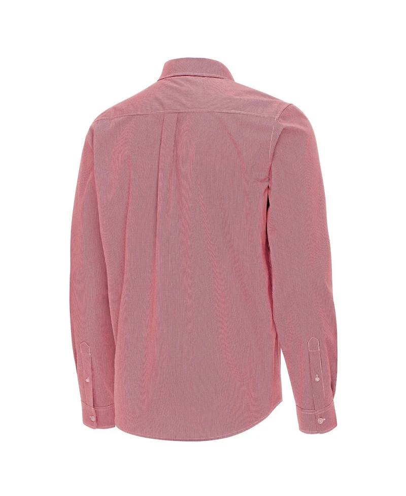 Antigua Men's Crimson Oklahoma Sooners Porter Woven Tri-Blend Long sleeves Button-Down Shirt