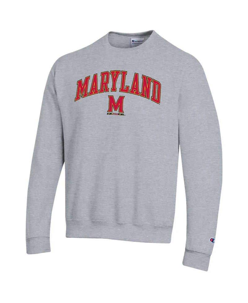 Champion Men's Champion Heather Gray Maryland Terrapins Arch Over Logo Pullover Sweatshirt