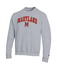 Champion Men's Champion Heather Gray Maryland Terrapins Arch Over Logo Pullover Sweatshirt