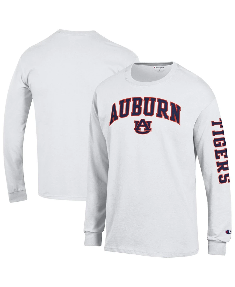 Champion Men's White Auburn Tigers Arch Over Logo 2-Hit Long sleeves T-Shirt