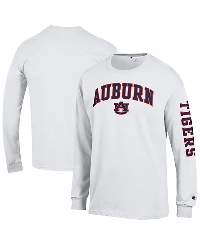 Champion Men's White Auburn Tigers Arch Over Logo 2-Hit Long sleeves T-Shirt