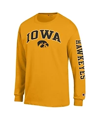 Champion Men's Gold Iowa Hawkeyes Arch Over Logo 2-Hit Long sleeves T-Shirt