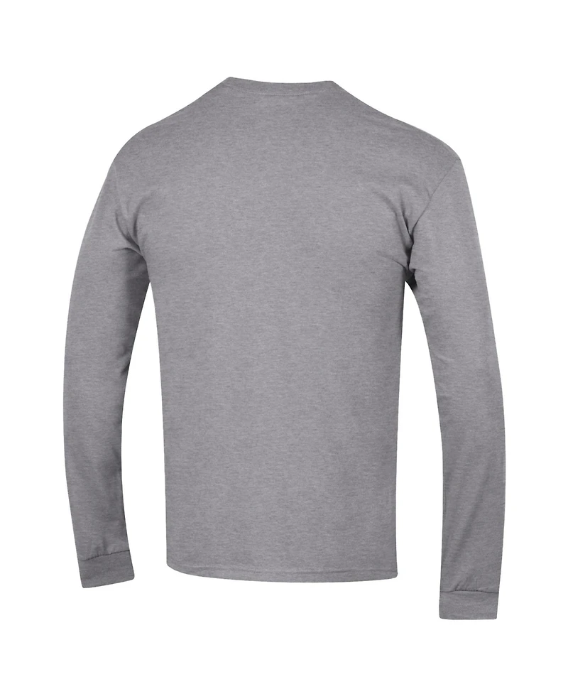 Champion Men's Heather Gray Purdue Boilermakers Arch Over Logo 2-Hit Long sleeves T-Shirt