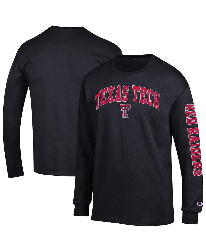 Champion Men's Black Texas Tech Red Raiders Arch Over Logo 2-Hit Long sleeves T-Shirt